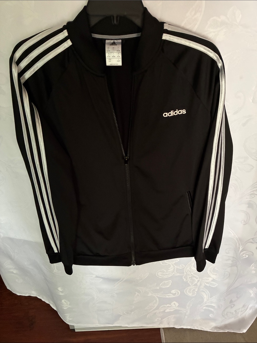 adidas Black Track Jacket with White Three-Stripes